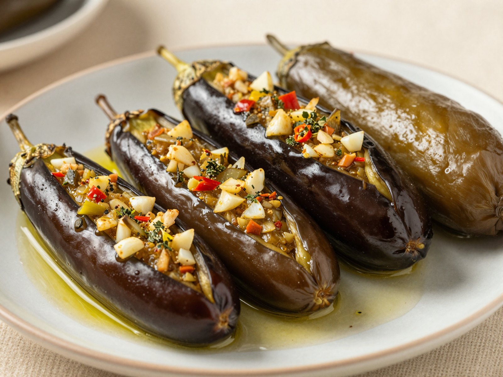 Egyptian Pickled Stuffed Eggplant