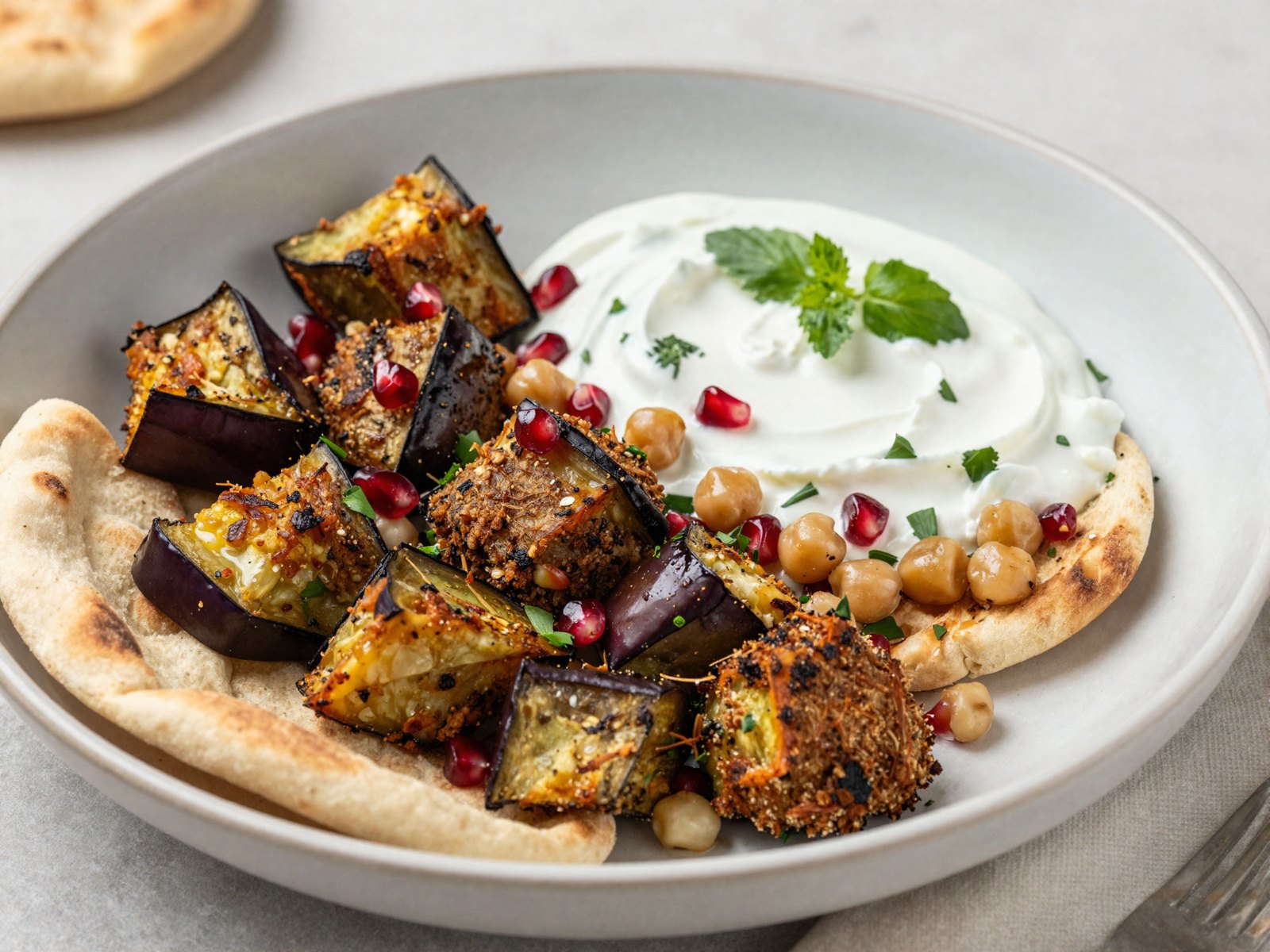 Healthy Eggplant Fatteh