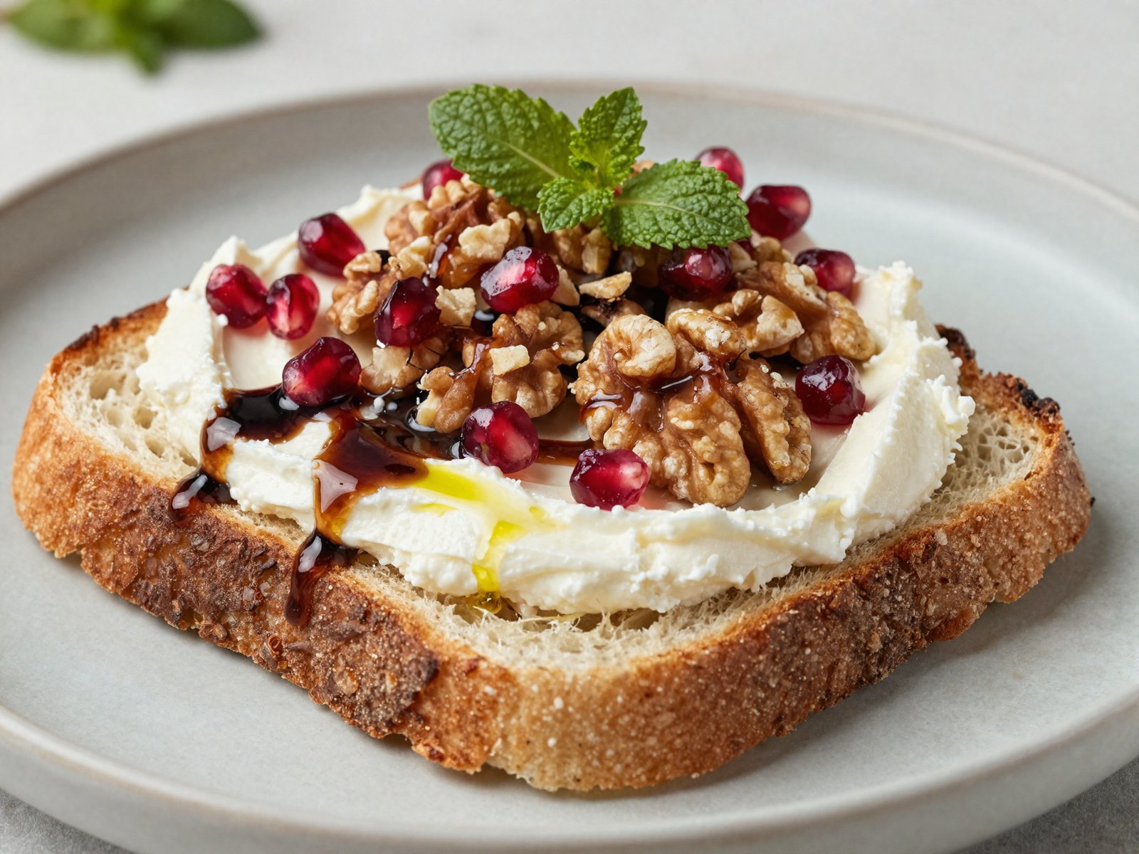 Labneh, Walnut & Pomegranate Toast
