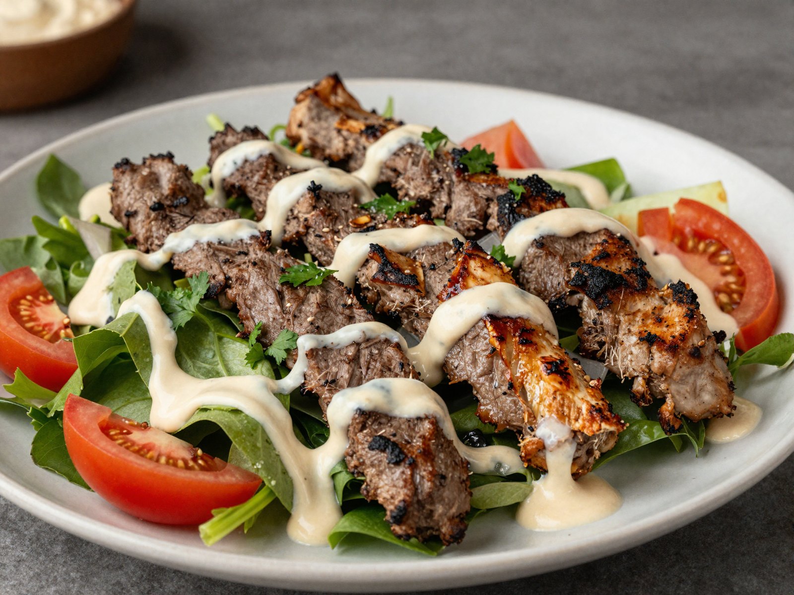 Grilled-Style Chopped Salad with Tahini Sauce