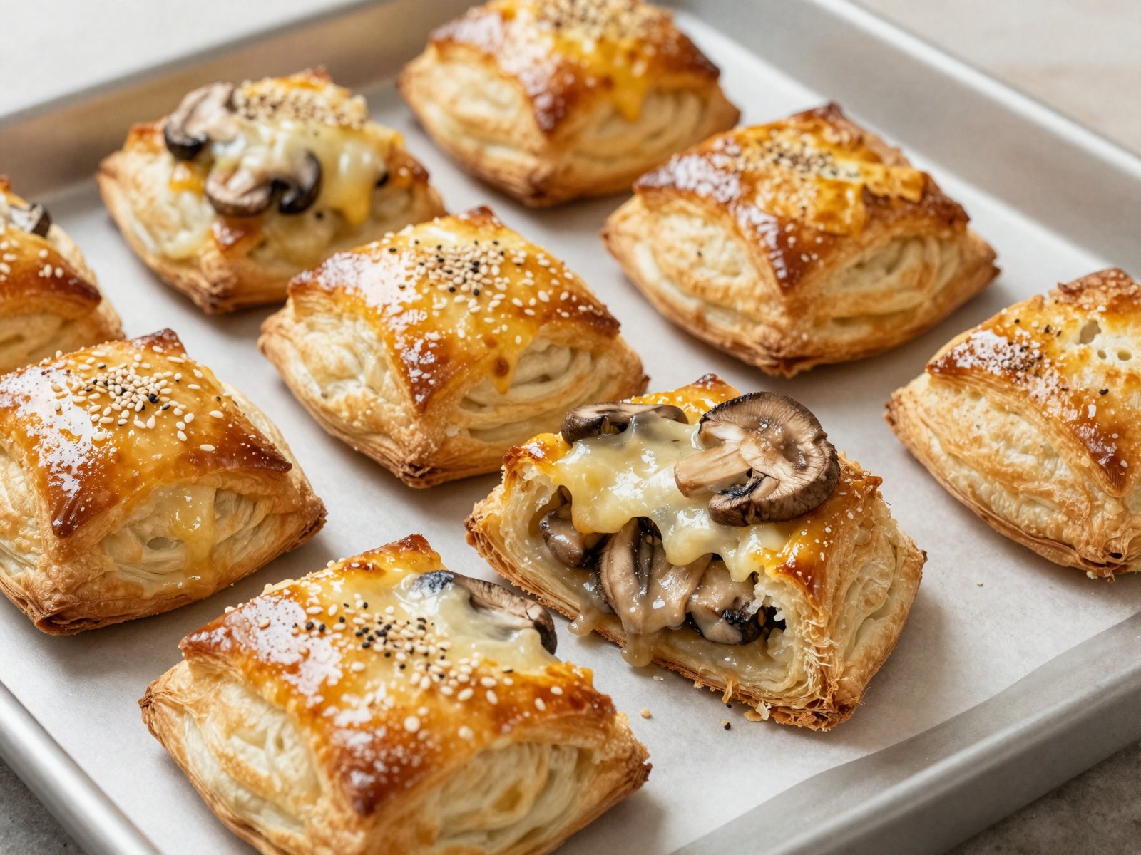 Mushroom & Cheese Puff Pastry Bites