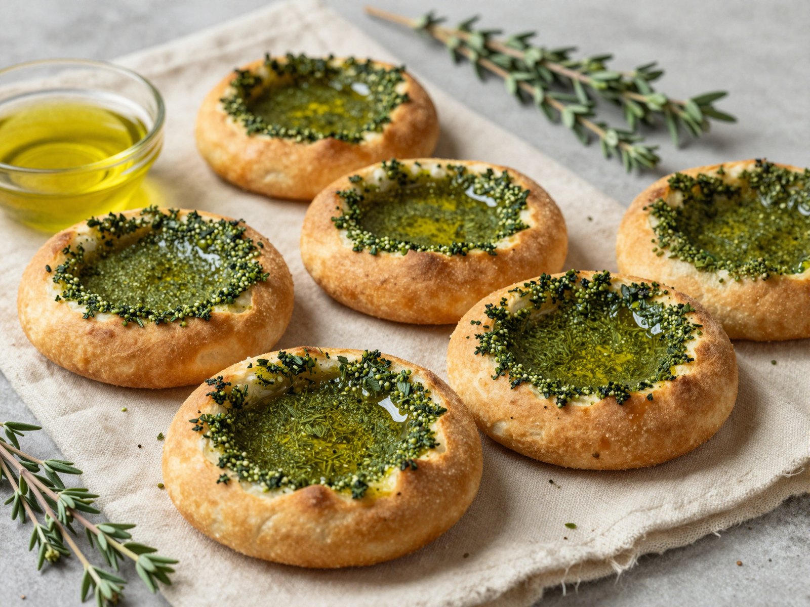 Palestinian Green Za'atar Qaras (Stuffed Flatbread)