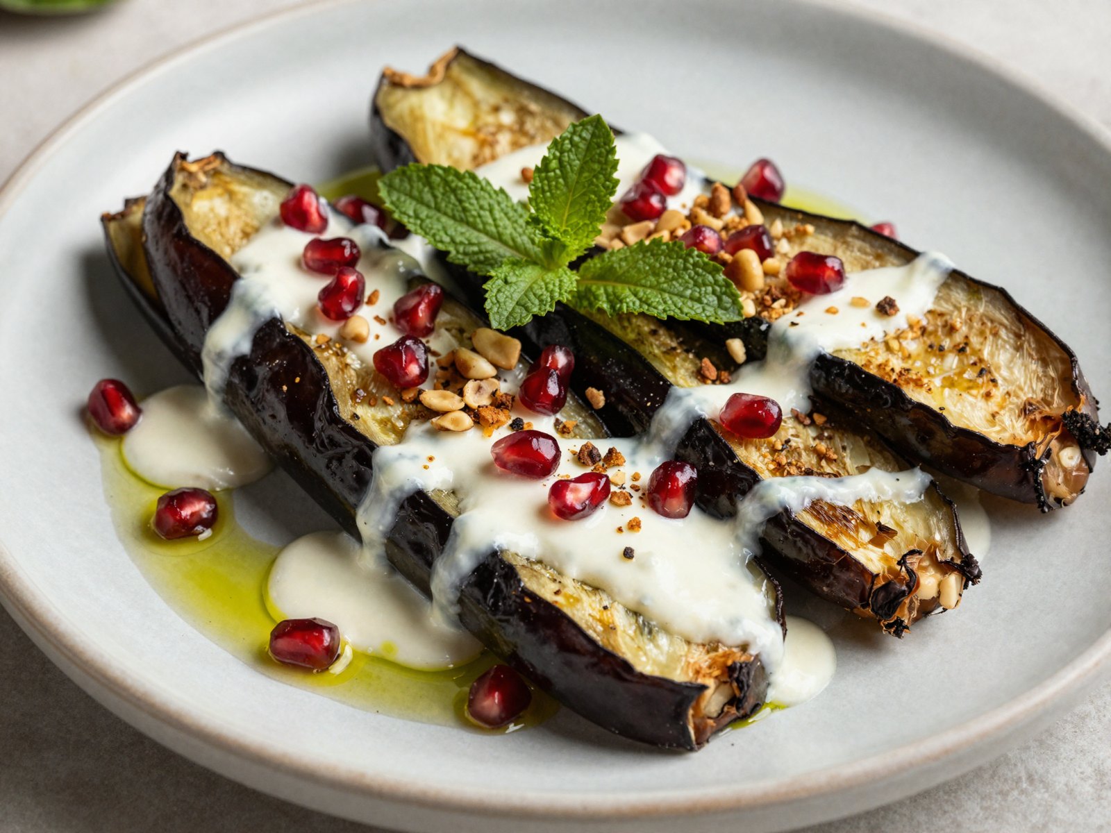 Roasted Eggplant with Yogurt-Tahini Sauce