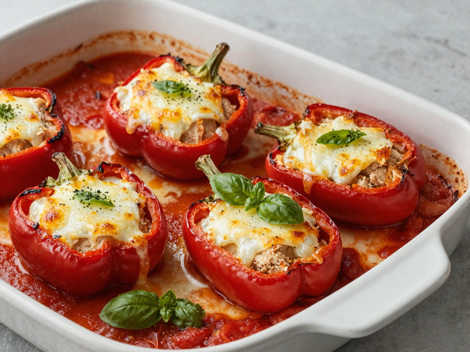 Roasted Peppers with Chicken & Mozzarella