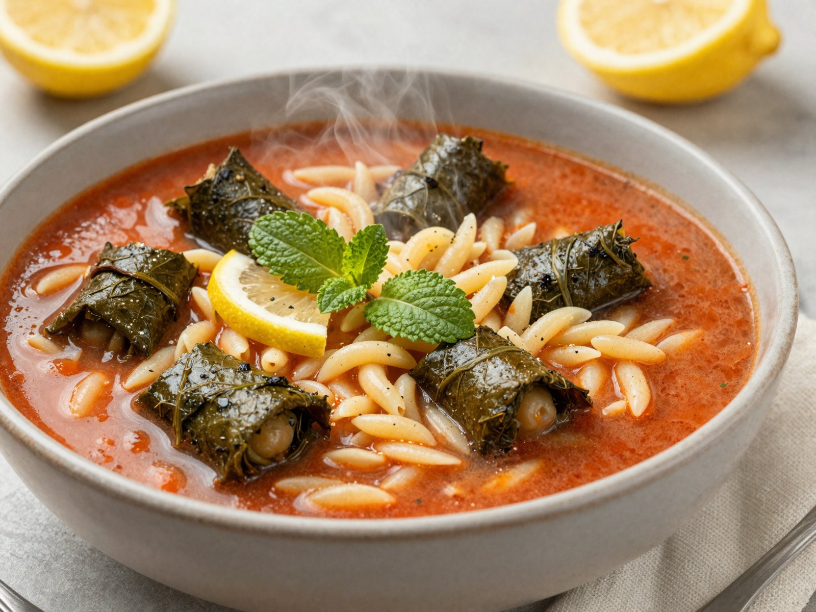 شوربة ورق العنب ولسان العصفور